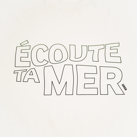 T-shirt Écoute ta mer blanc vintage