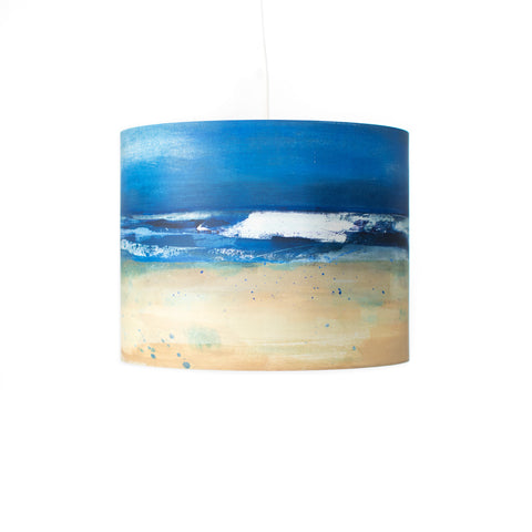 lampe, abat-jour, toile, Martin Fiset, mer, déco, Îles de la madeleine, atelier côtier, design maritime, fait au Québec, fait aux Îles, artisan, lampe, sea, ocean, painting, Magdalen Islands