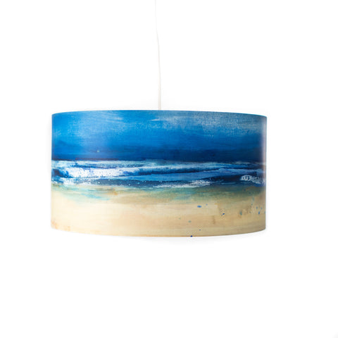 lampe, abat-jour, toile, Martin Fiset, mer, déco, Îles de la madeleine, atelier côtier, design maritime, fait au Québec, fait aux Îles, artisan, lampe, sea, ocean, painting, Magdalen Islands