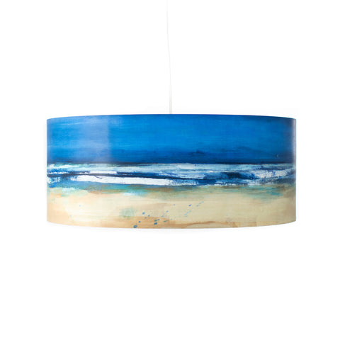 lampe, abat-jour, toile, Martin Fiset, mer, déco, Îles de la madeleine, atelier côtier, design maritime, fait au Québec, fait aux Îles, artisan, lampe, sea, ocean, painting, Magdalen Islands