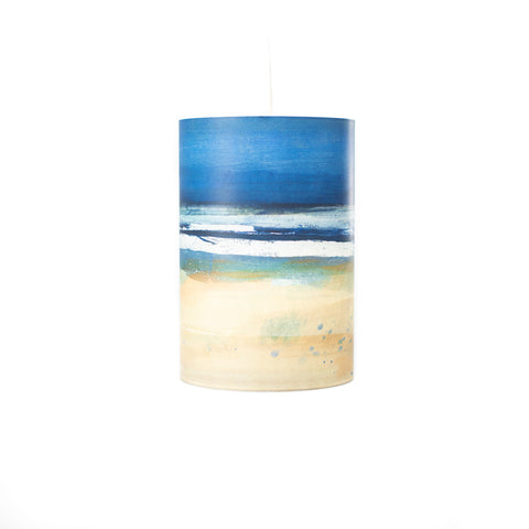 lampe, abat-jour, toile, Martin Fiset, mer, déco, Îles de la madeleine, atelier côtier, design maritime, fait au Québec, fait aux Îles, artisan, lampe, sea, ocean, painting, Magdalen Islands